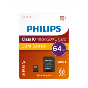 Philips Micro SDCX Card 64GB, adapter