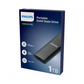 Philips External SSD 1TB, USB3.2, black