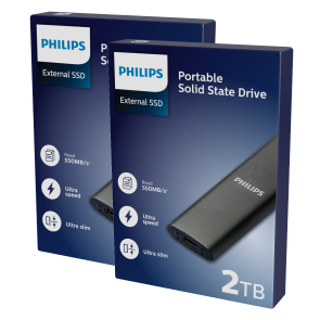 Philips External SSD 2TB, USB3.2, space grey, 2-pack