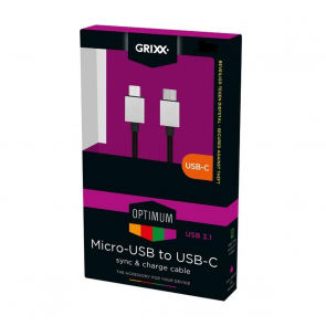 Grixx Optimum Micro-USB - USB-C kabel, 3 m, zwart