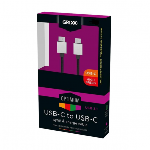 Grixx Optimum USB-C - USB-C kabel, 3 m, zwart