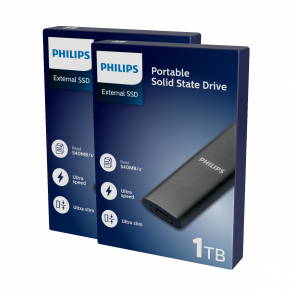 Philips External SSD 1TB, USB3.2, space grey, 2-pack